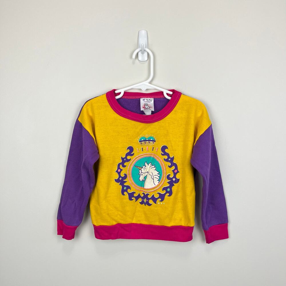 Vintage Sears Color Block Unicorn Sweatshirt 4T USA